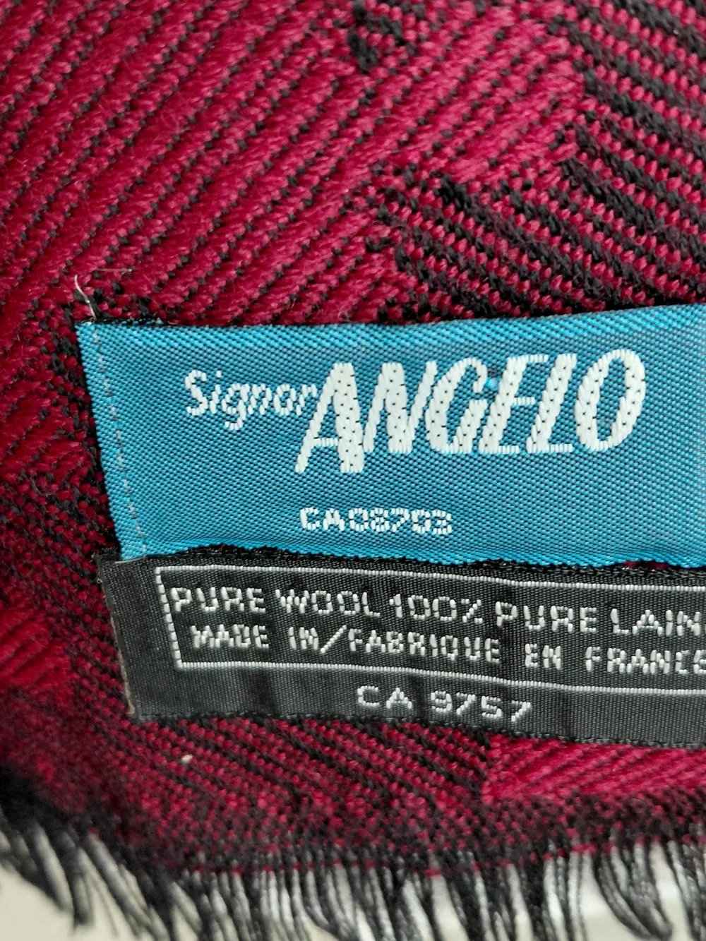 Red & Black Jacquard Wool Scarf for Men